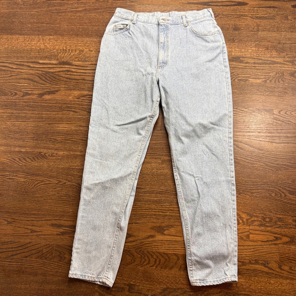 Vtg Lee High Waisted Tapered Jeans Womens 18 Med Light Wash Union Made in USA
